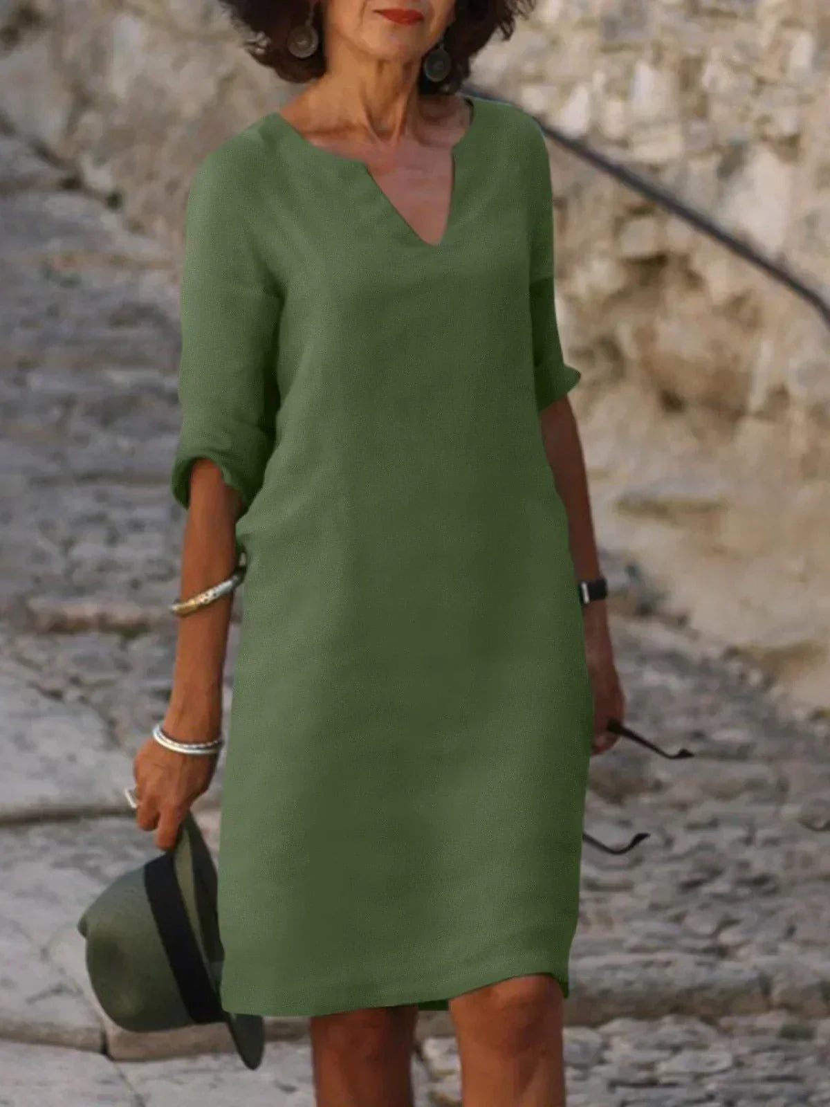 Women's Notch Neck Midi Dress