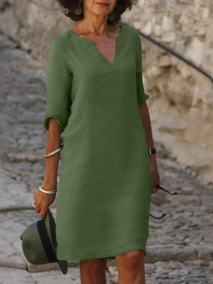 Women's Notch Neck Midi Dress