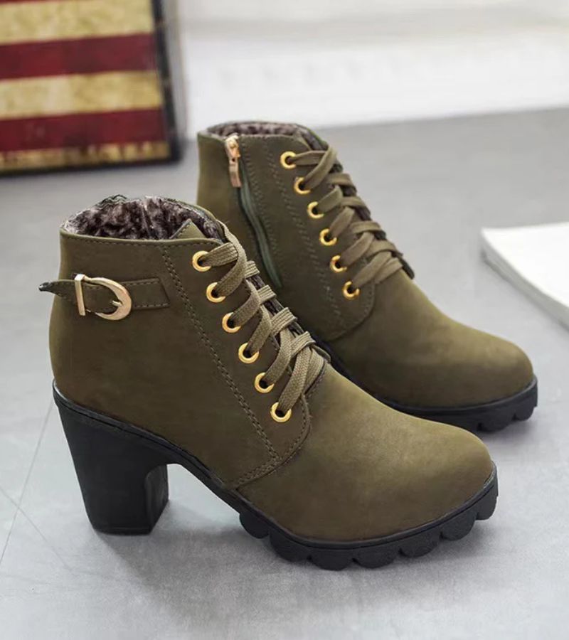 Women's Lace Up Buckle Boots