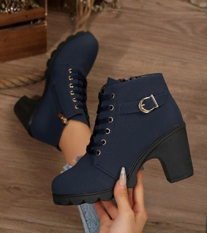 Women's Lace Up Buckle Boots