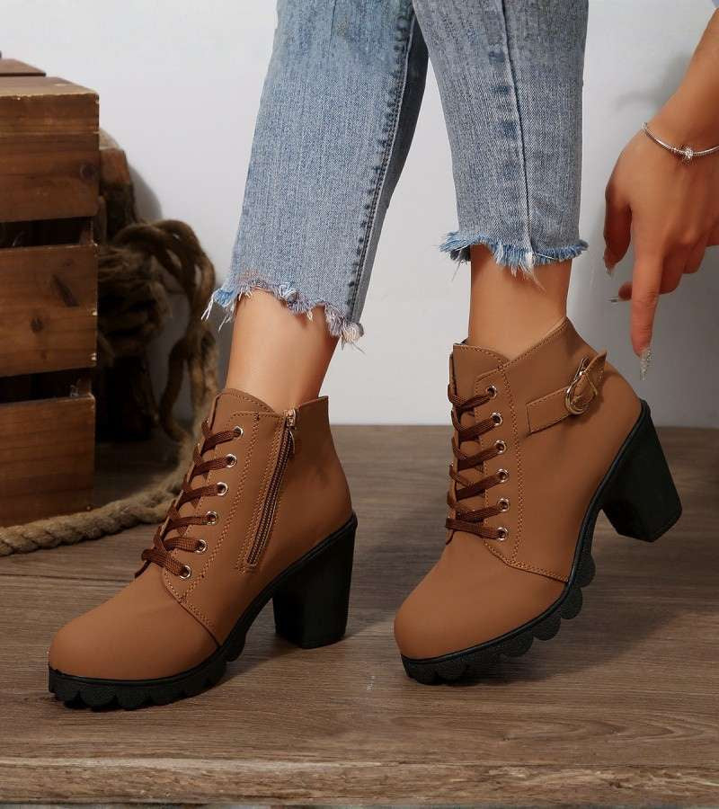 Women's Lace Up Buckle Boots