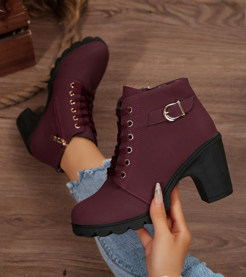 Women's Lace Up Buckle Boots