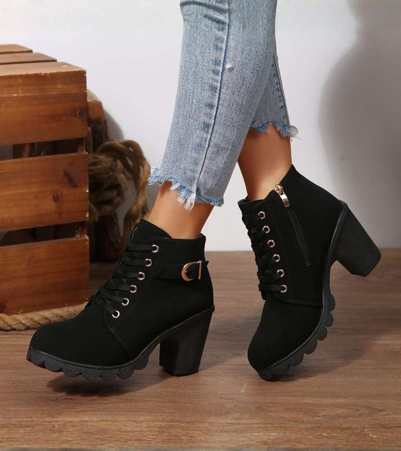 Women's Lace Up Buckle Boots