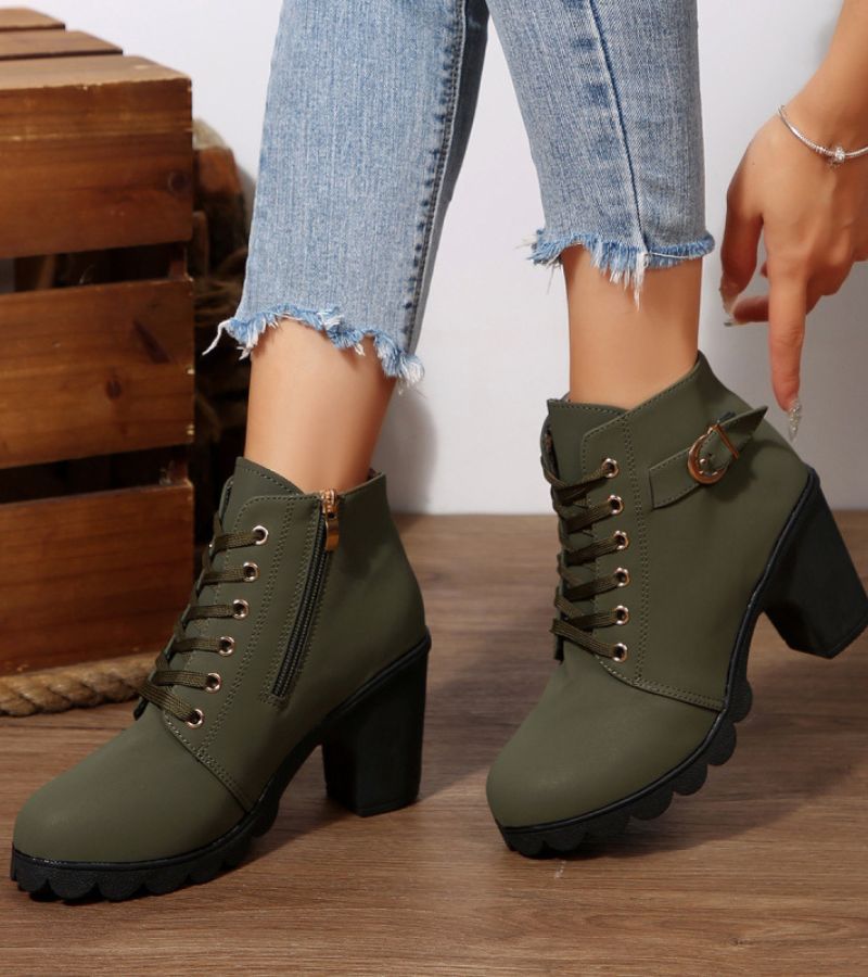 Women's Lace Up Buckle Boots
