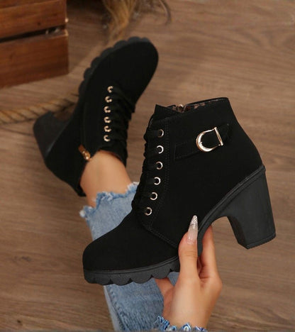 Women's Lace Up Buckle Boots