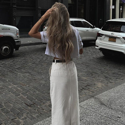 Women's High Waist Slit Maxi Skirt