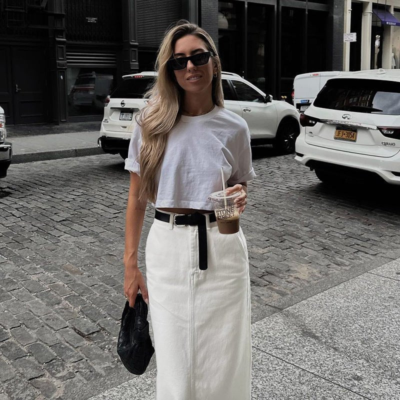 Women's High Waist Slit Maxi Skirt