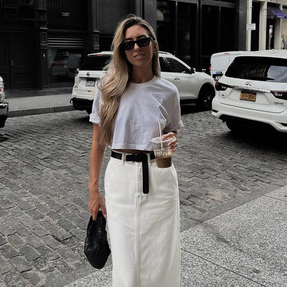 Women's High Waist Slit Maxi Skirt
