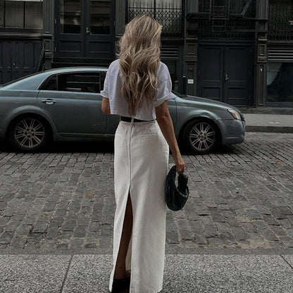 Women's High Waist Slit Maxi Skirt