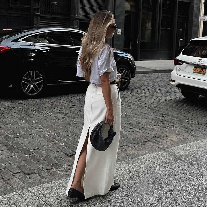 Women's High Waist Slit Maxi Skirt