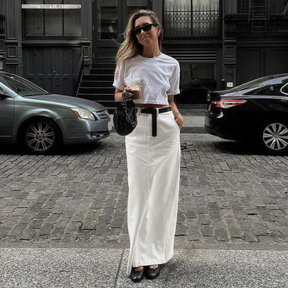 Women's High Waist Slit Maxi Skirt