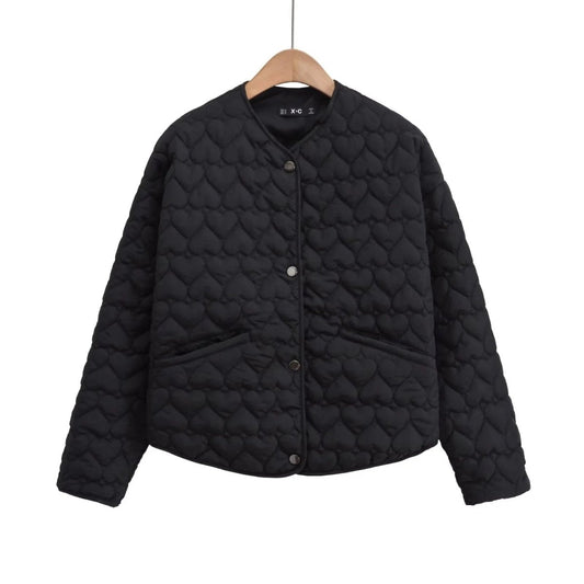 Women's Heart Print Quilted Jacket
