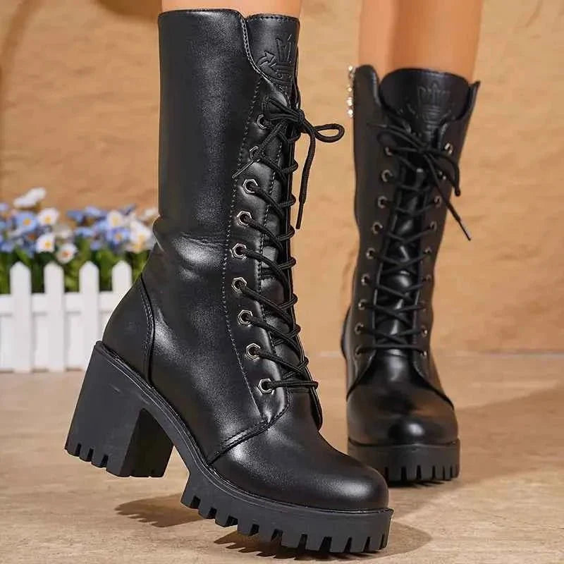 Women's Zip Up Knee High Boots
