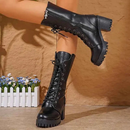 Women's Zip Up Knee High Boots