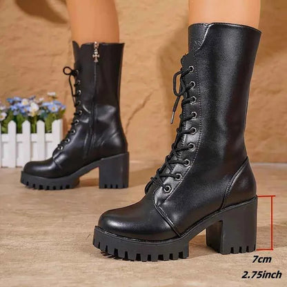 Women's Zip Up Knee High Boots