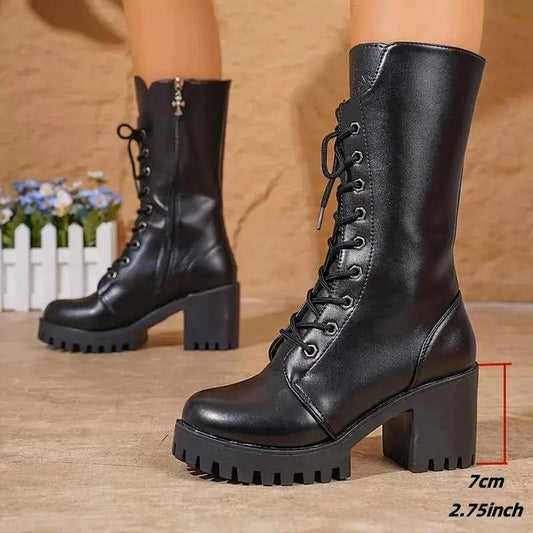 Women's Zip Up Knee High Boots