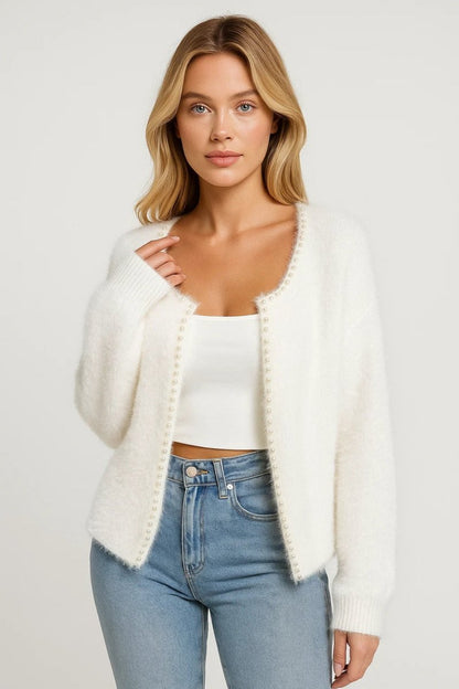 Women's Elegant Cropped Knit Cardigan