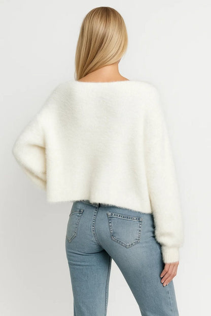 Women's Elegant Cropped Knit Cardigan