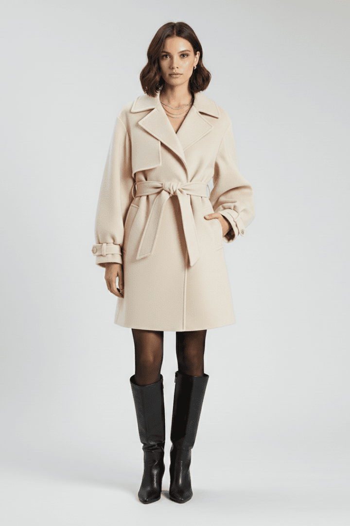 Women's Belted Long Trench Coat