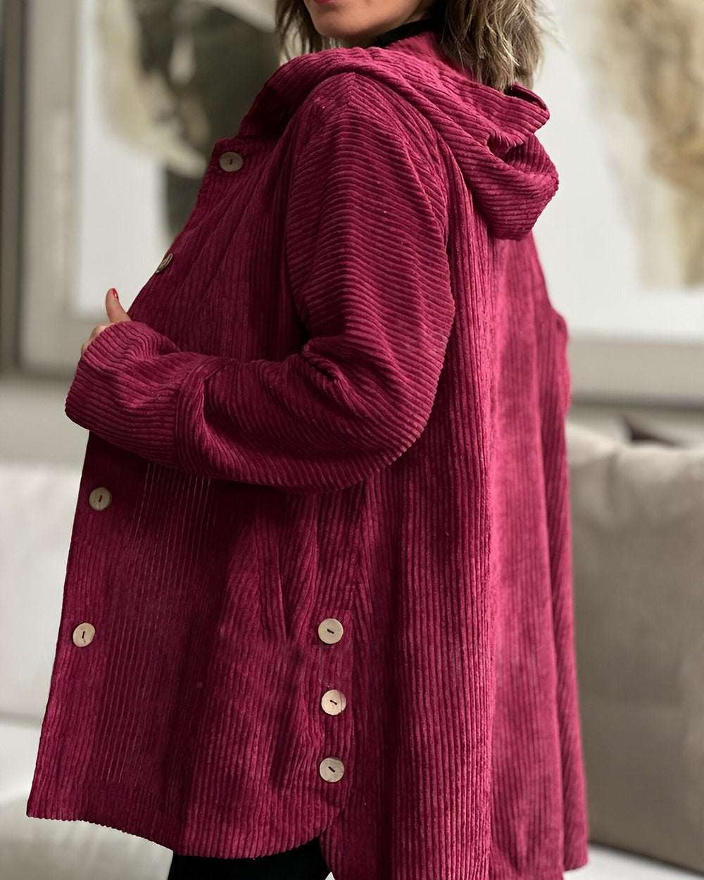Women's Drawstring Hooded Soft Jacket