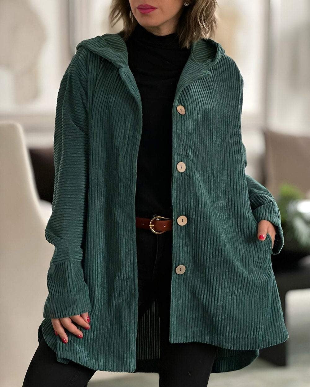 Women's Drawstring Hooded Soft Jacket