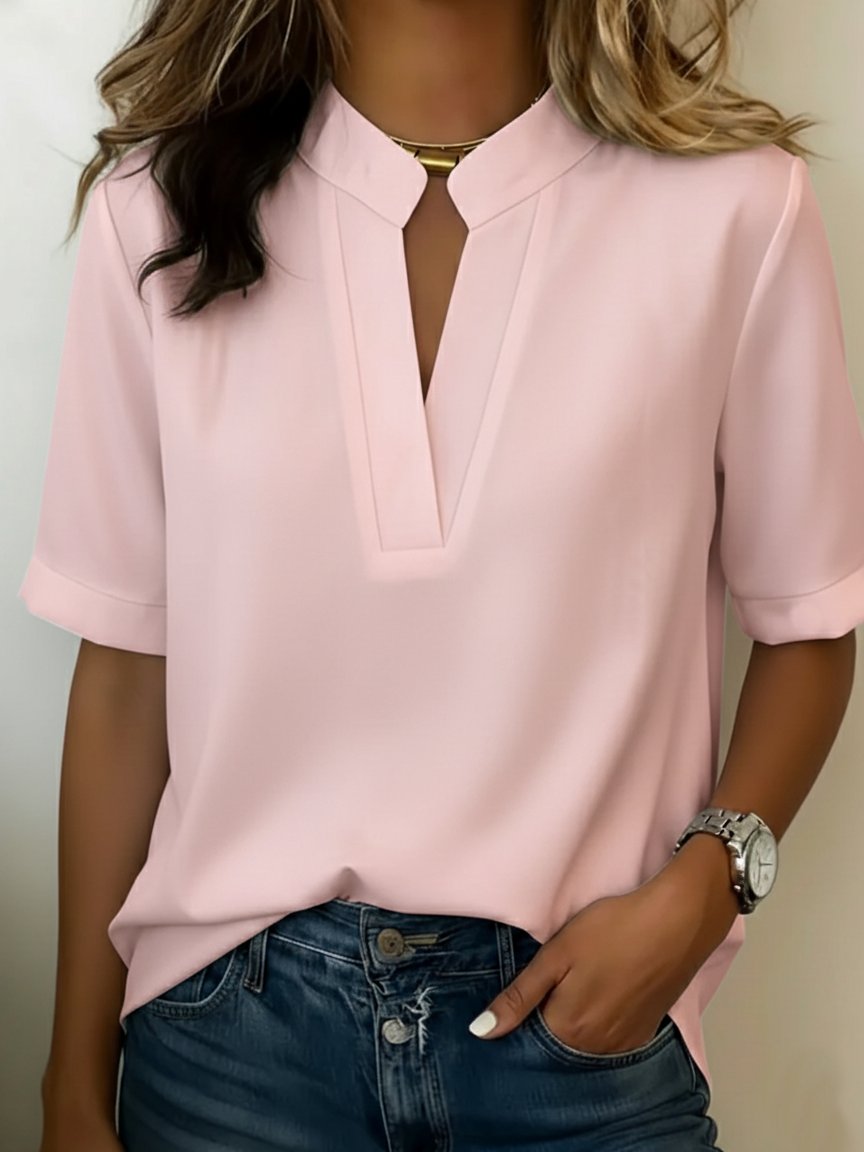 Women’s V Neck Short Sleeve Blouse