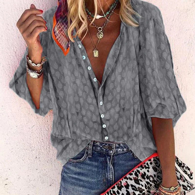 Women’s Printed Button Casual Blouse
