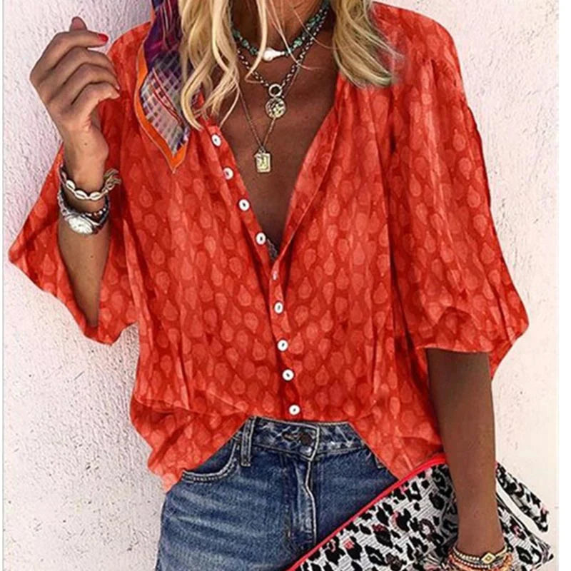 Women’s Printed Button Casual Blouse