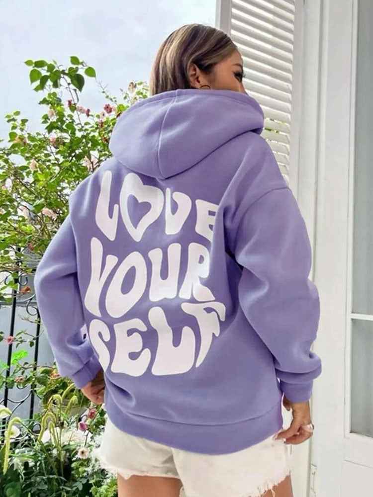 Women's White Graphic Print Hoodie