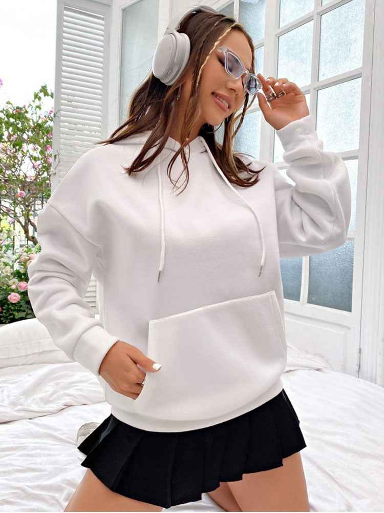 Women's White Graphic Print Hoodie