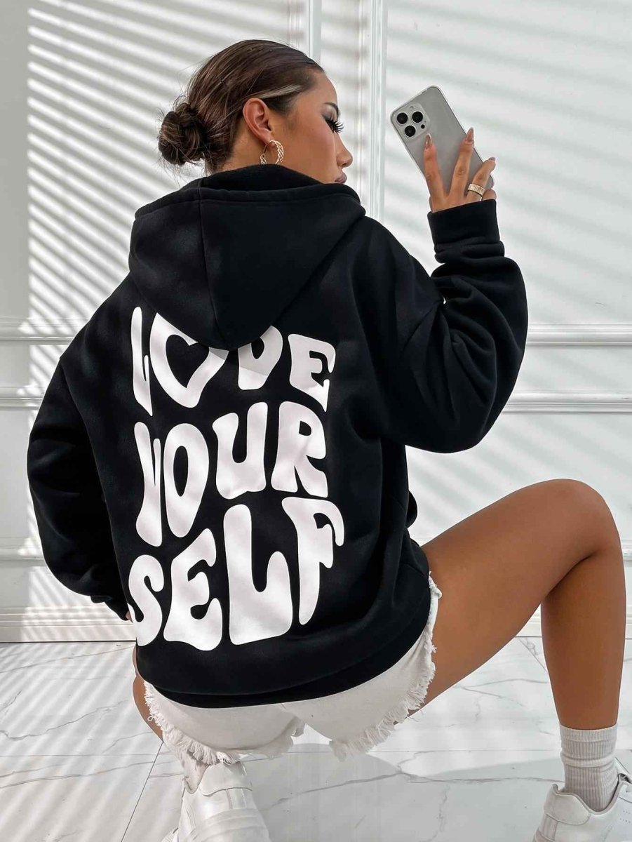 Women's White Graphic Print Hoodie