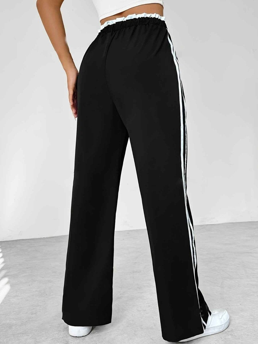 Women's Striped Elastic Waist Trousers