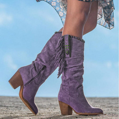 Women's Fringe Suede Cowboy Boots