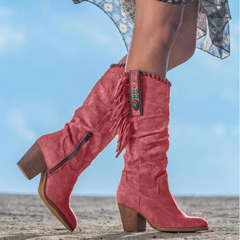Women's Fringe Suede Cowboy Boots
