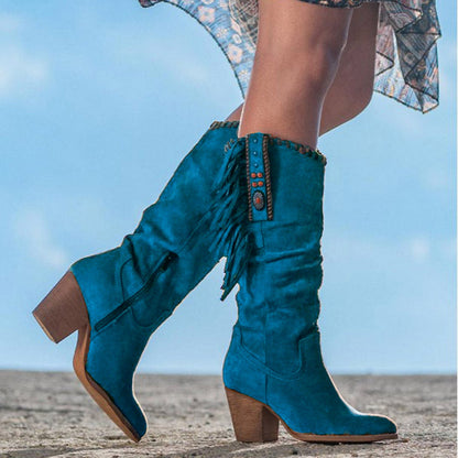 Women's Fringe Suede Cowboy Boots