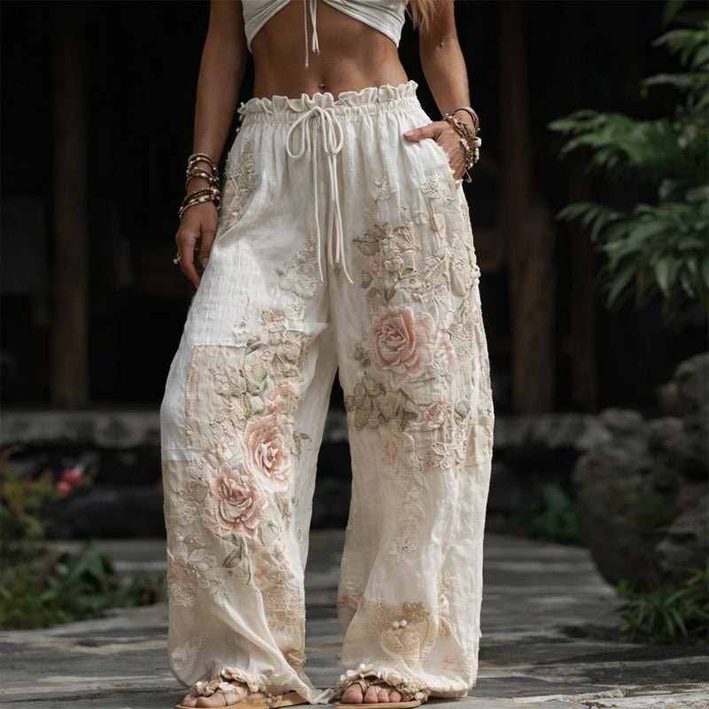 Women’s Embroidered Wide Leg Trousers