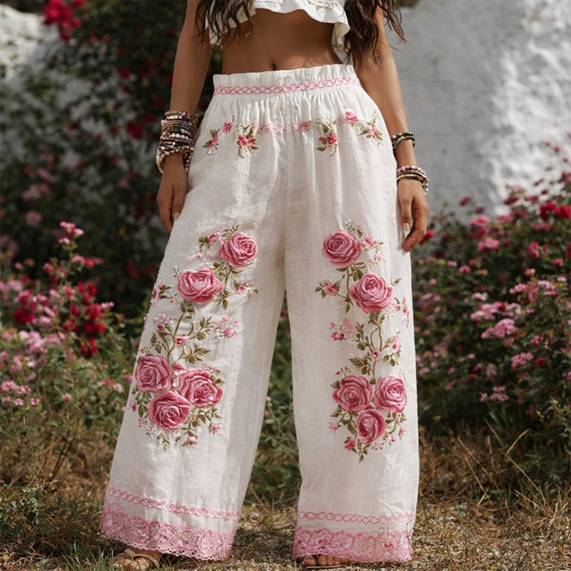 Women’s Embroidered Wide Leg Trousers