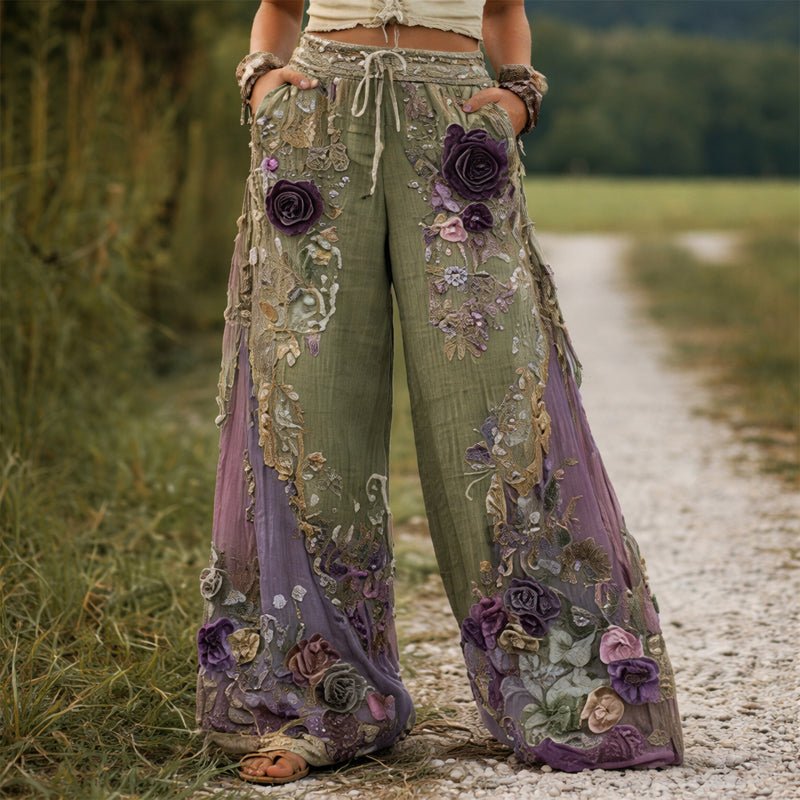 Women’s Embroidered Wide Leg Trousers