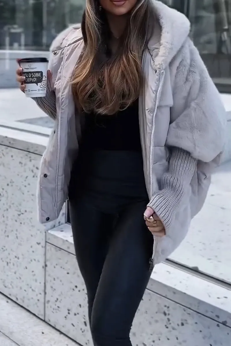 Women's Oversized Teddy Lined Jacket