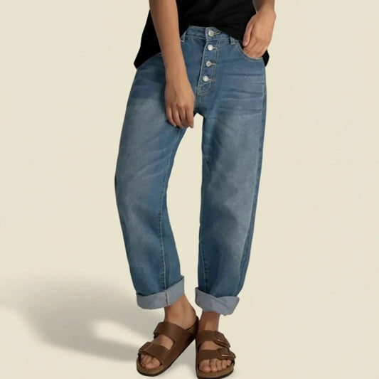 Women’s High Waisted Button Jeans