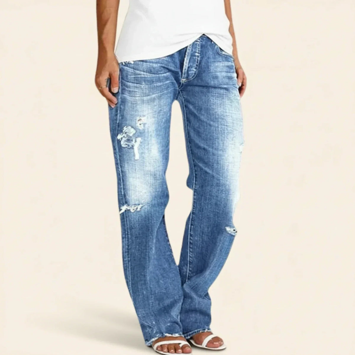 Women’s Ripped Straight Jeans