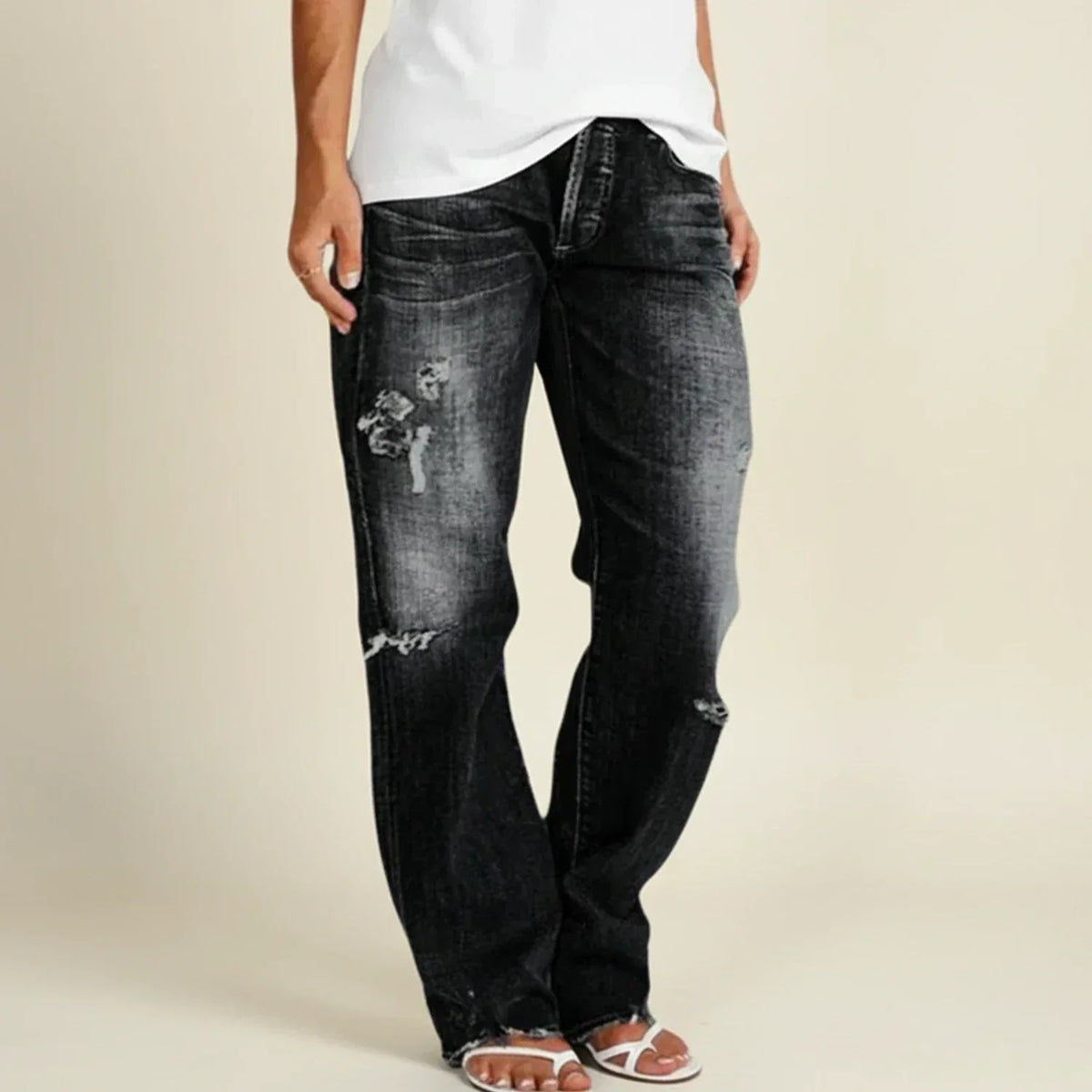 Women’s Ripped Straight Jeans