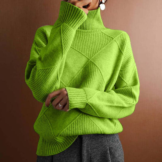 Women's Argyle Knit Turtleneck Jumper