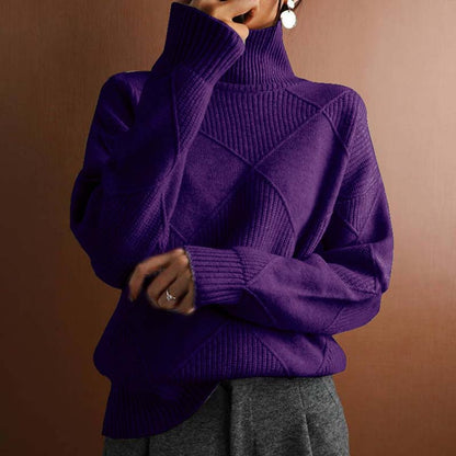Women's Argyle Knit Turtleneck Jumper