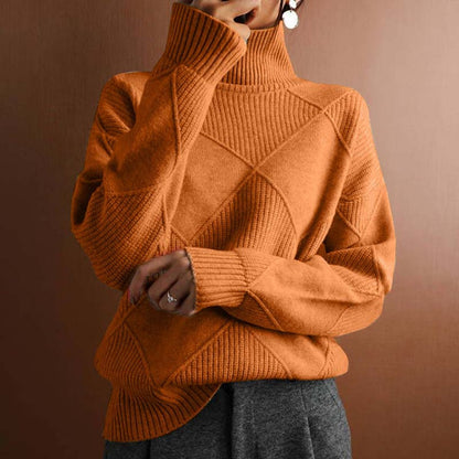 Women's Argyle Knit Turtleneck Jumper