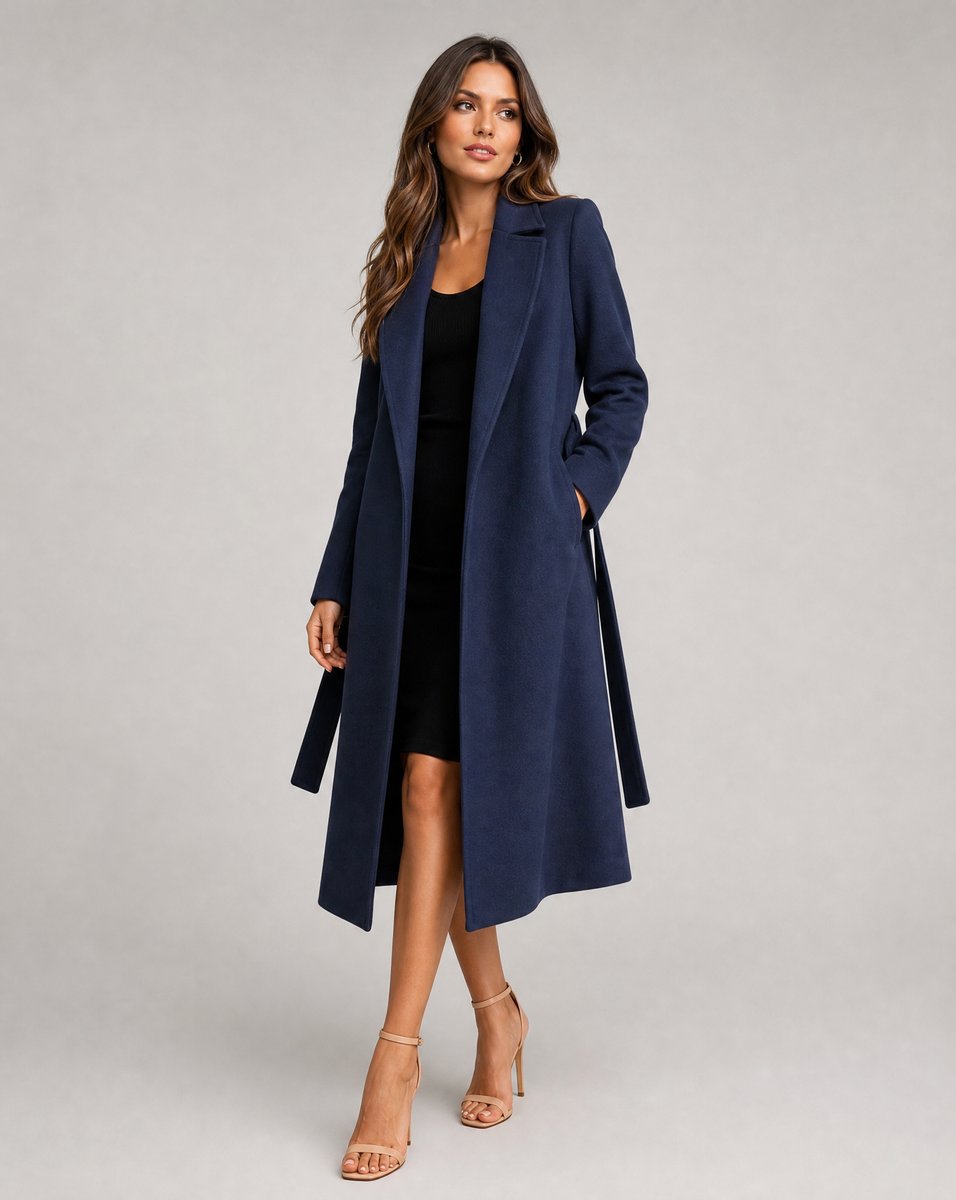 Women's Belted Longline Trench Overcoat