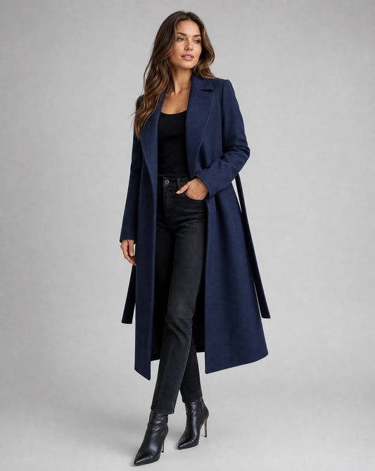 Women's Belted Longline Trench Overcoat