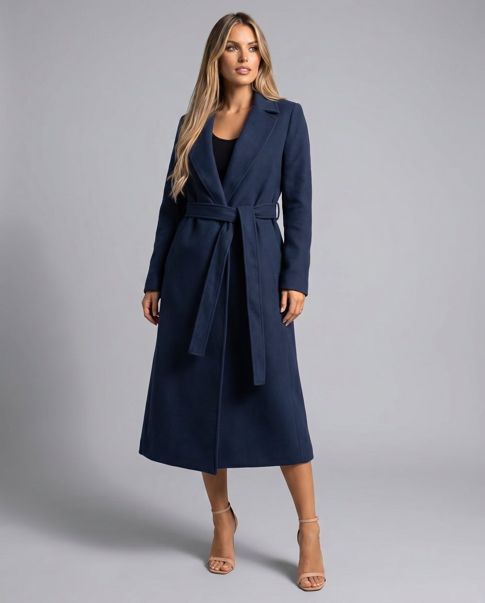 Women's Belted Longline Trench Overcoat