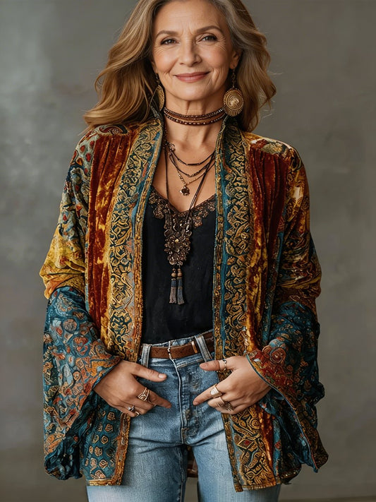 Women's Vintage Quilted Kimono Cardigan