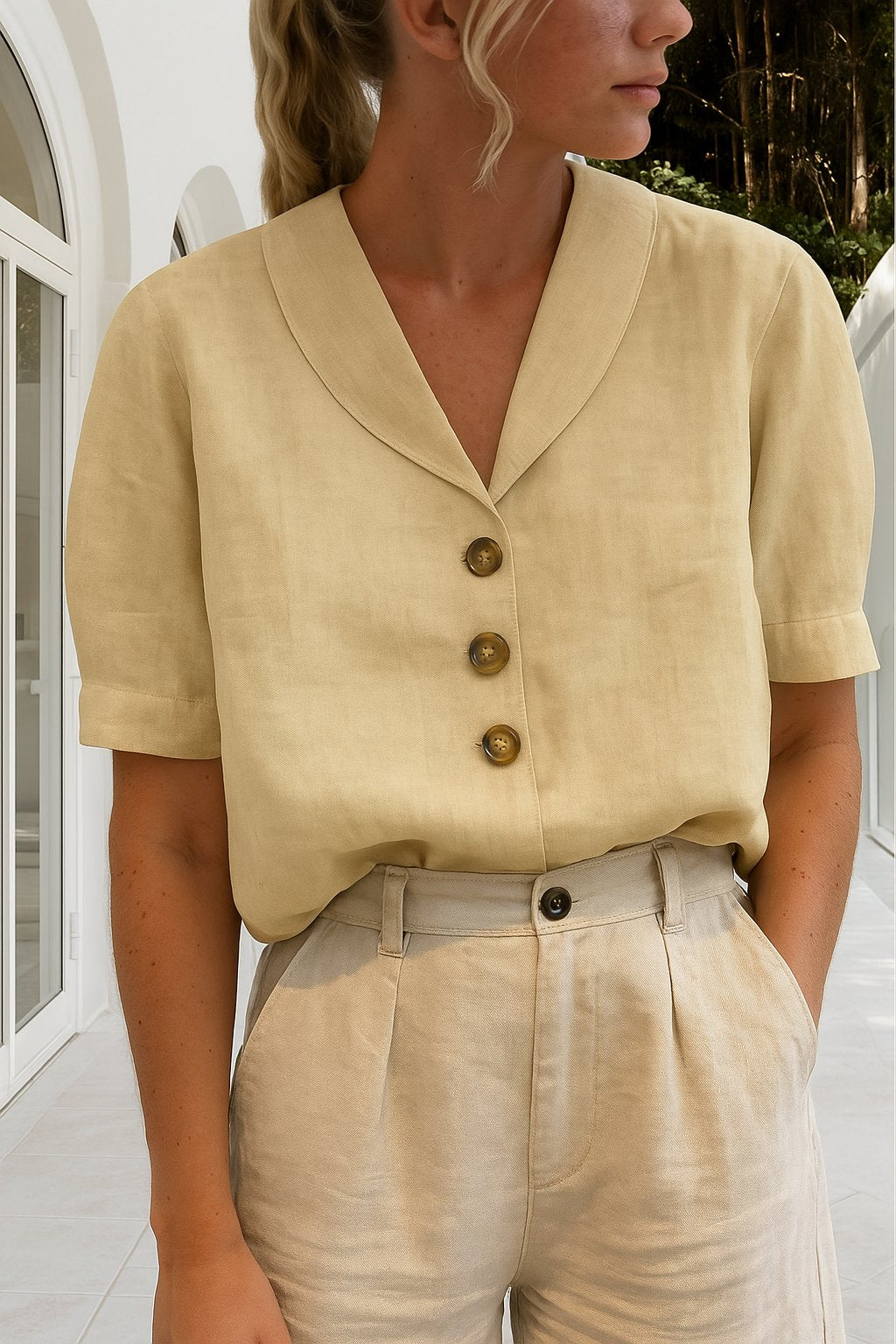 Women's Classic V-Neck Blouse
